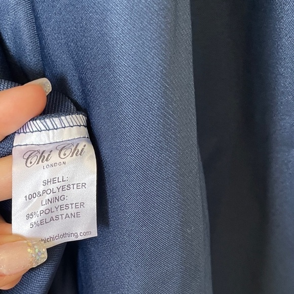 Nwt CHI CHI LONDON Appliqué Fit Flare Party Dress Navy 4 - Picture 14 of 14